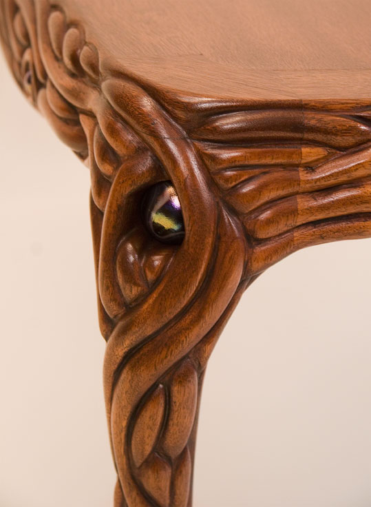 Detail of corner showing inlaid glass marble